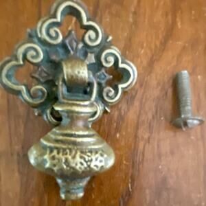 Antique Vintage KBC Style Bronze Furniture Drop Pendant Drawer Pull With Screw